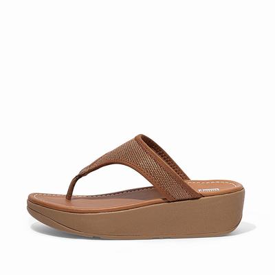 Fitflop Women's LULU Woven Toe-Post Sandals - Light Brown, KC6072314